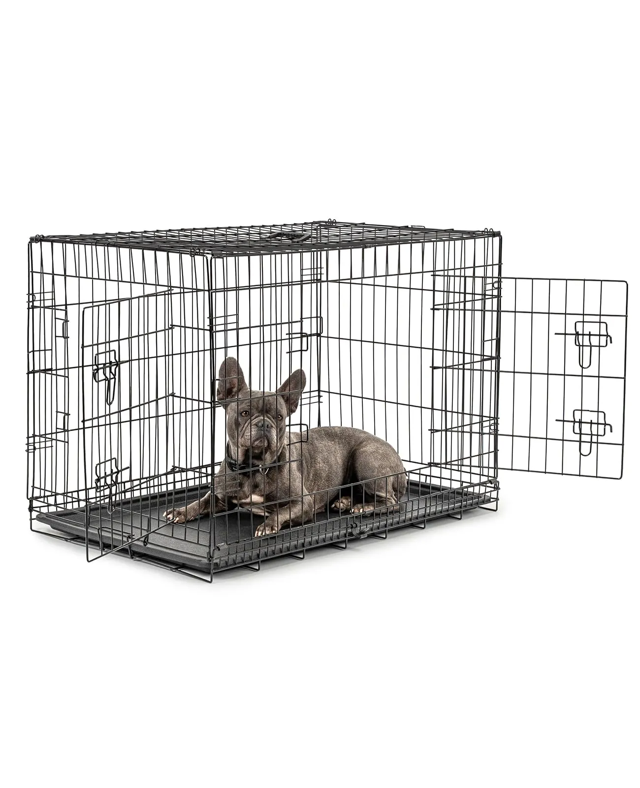 lionto Gabbia per Cani e Gatti, Pieghevole, 92 x 58 x 64 cm, Nero - immagine 1