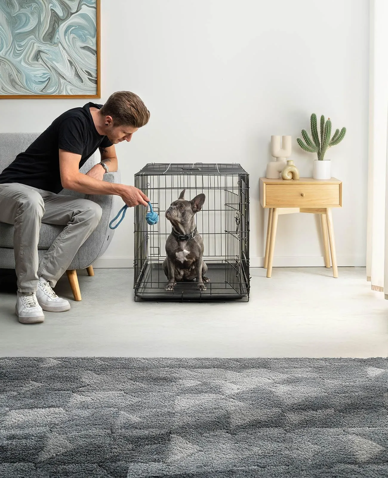 lionto Gabbia per Cani e Gatti, Pieghevole, 92 x 58 x 64 cm, Nero - immagine 2