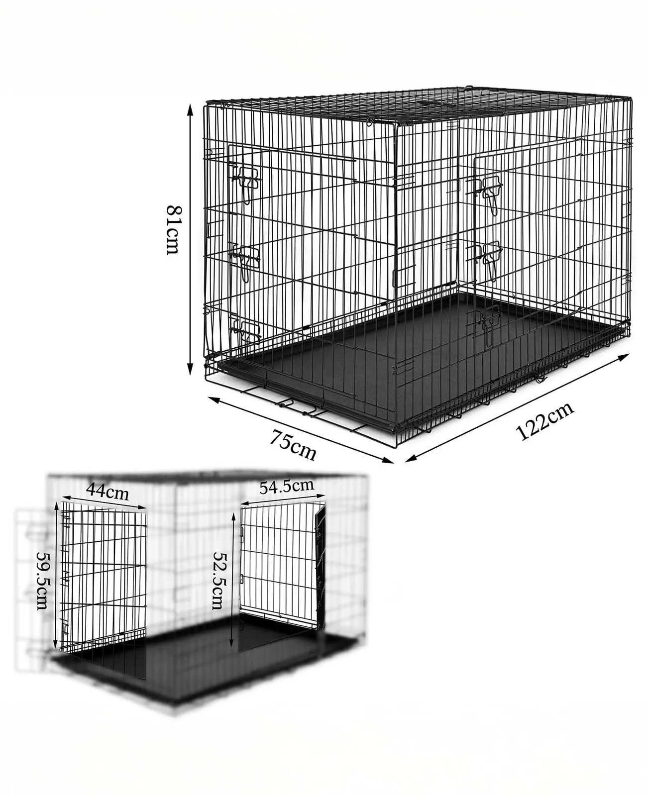 lionto Gabbia per Cani e Gatti, Pieghevole, 122 x 75 x 81 cm, Nero - immagine 5