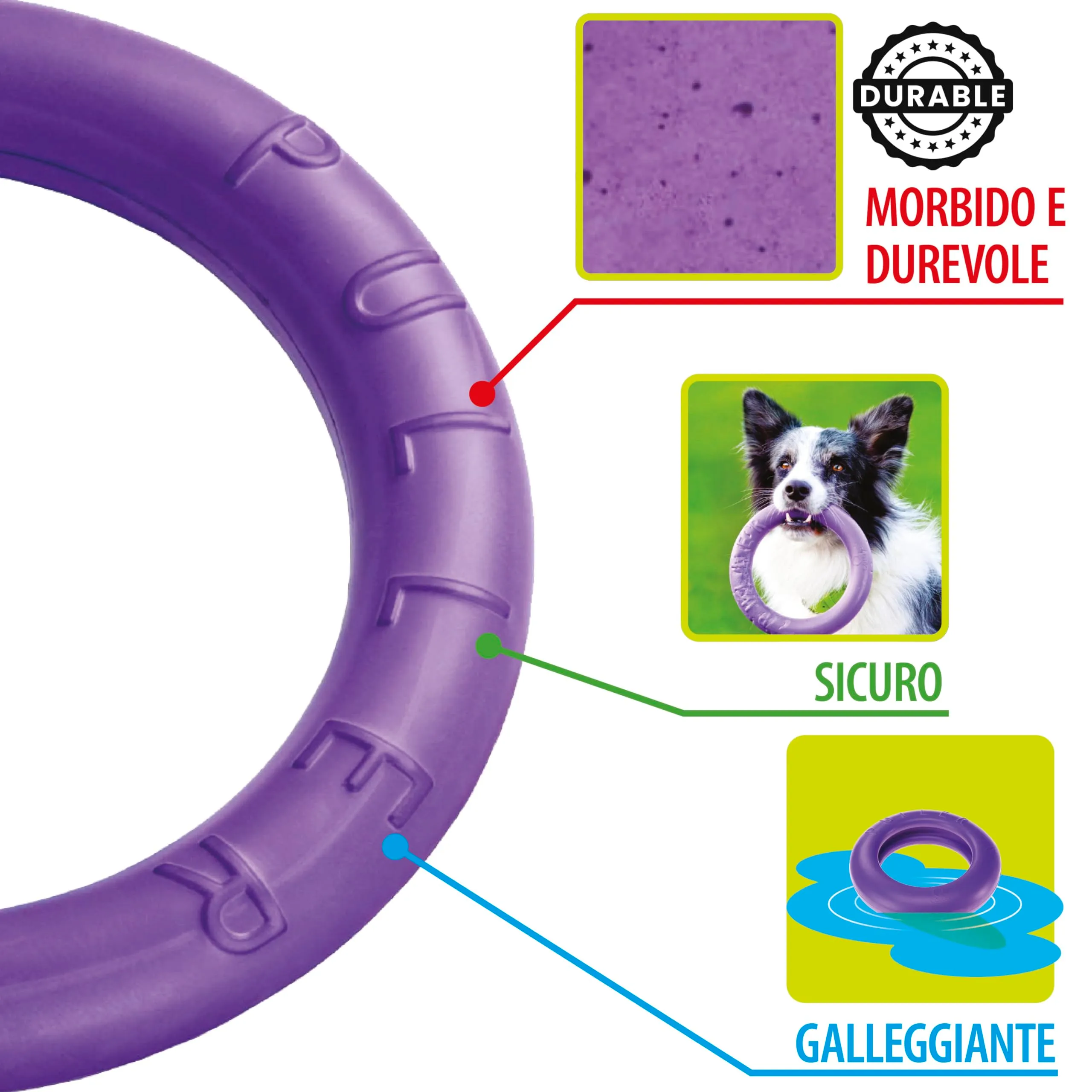 Ferplast Gioco Cane, Anello Addestramento Cani da Masticare, per Corsa, Salto, Tiro, Materiale Robusto Atossico, Galleggiante, PULLER MAXI, Giochi per Cane Grande, 1 Anello Fitness - immagine 2