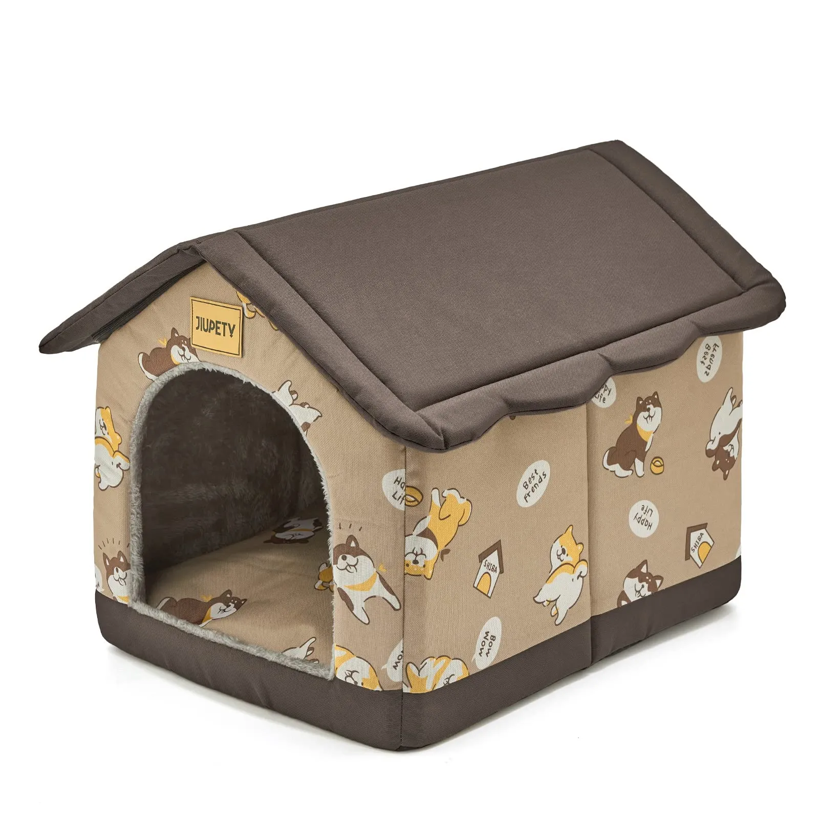 Jiupety Cucce per Cani da Interno, Taglia L Cuccia Cane Interno Taglia Media, Letto per Cani Grotta Calda e Confortevole, Cuscino Reversibile, Fondo Antiscivolo, Marrone - immagine 1