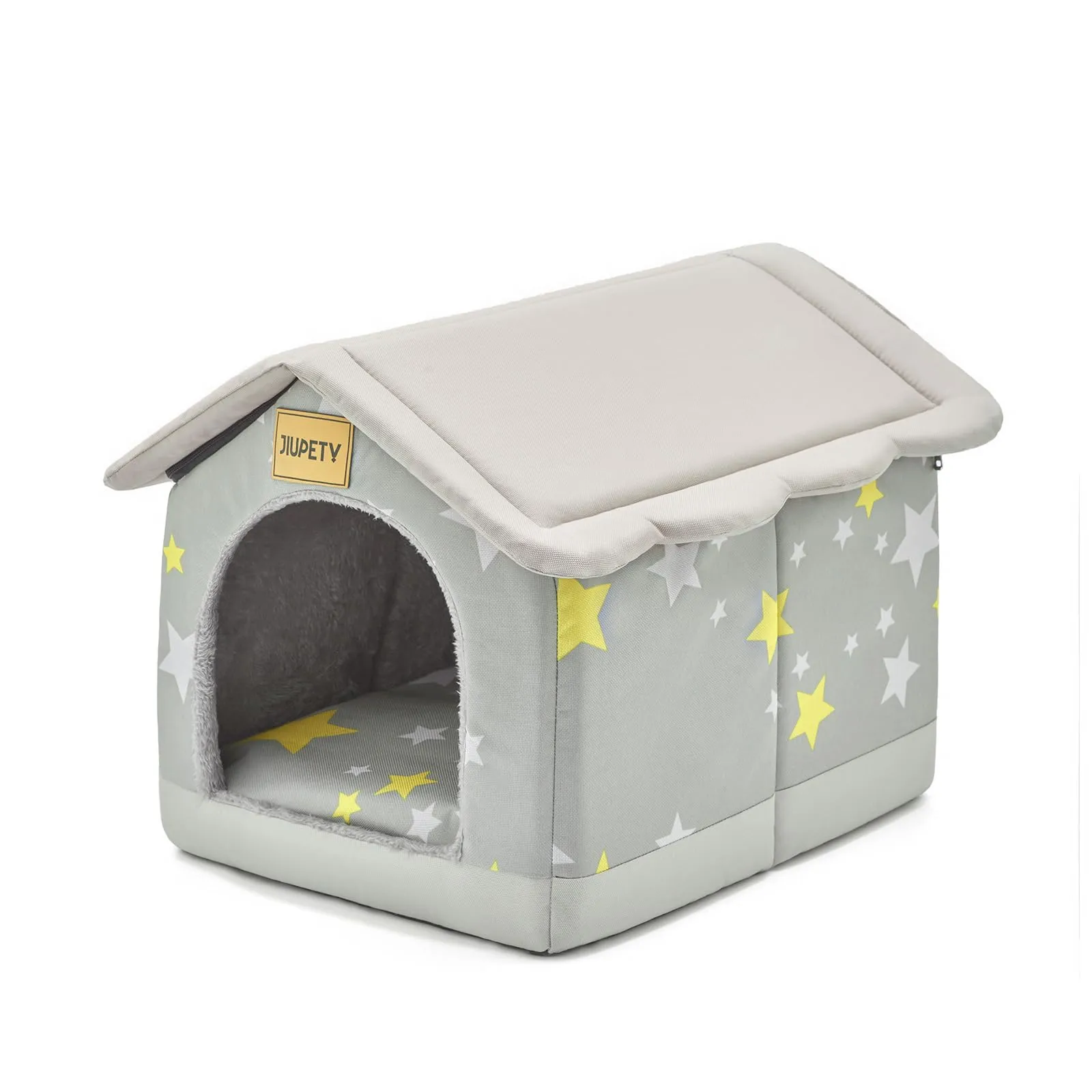 Jiupety Cuccia Gatto Interno, Taglia S Cuccia per Gatti da Interno Adatto A Cani e Gatti, Grotta Calda e Confortevole, Cuscino Sedile Reversibile, Fondo Antiscivolo, Grigio - immagine 1
