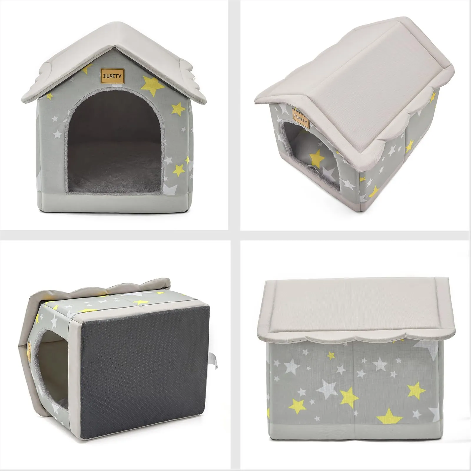 Jiupety Cuccia Gatto Interno, Taglia S Cuccia per Gatti da Interno Adatto A Cani e Gatti, Grotta Calda e Confortevole, Cuscino Sedile Reversibile, Fondo Antiscivolo, Grigio - immagine 3