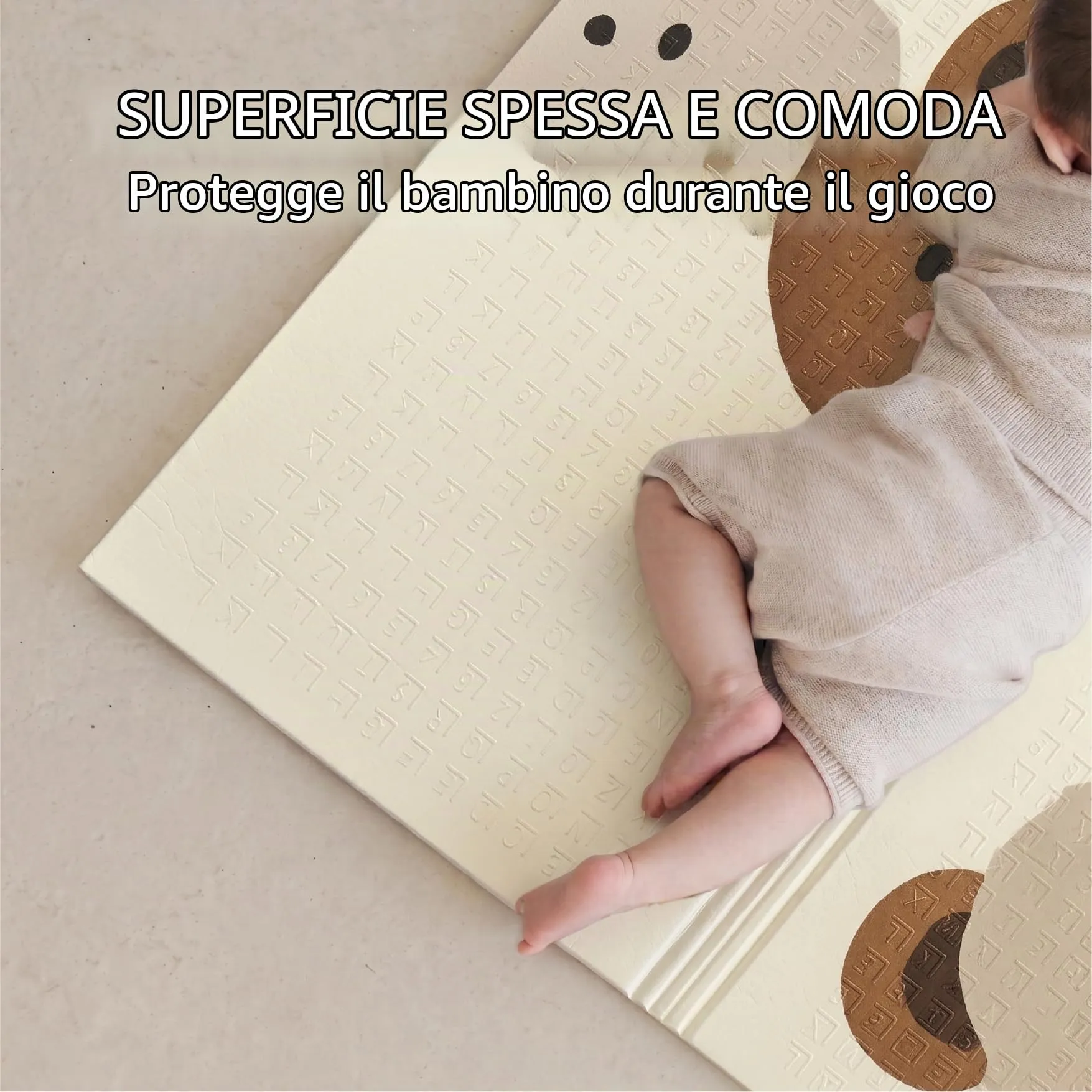 Buddy Baby - Tappetino da gioco per bambini, XXL, 180 x 200 cm, double face, resistente, imbottito, pieghevole, con borsa per il trasporto (Elephant/Numbers) - immagine 3