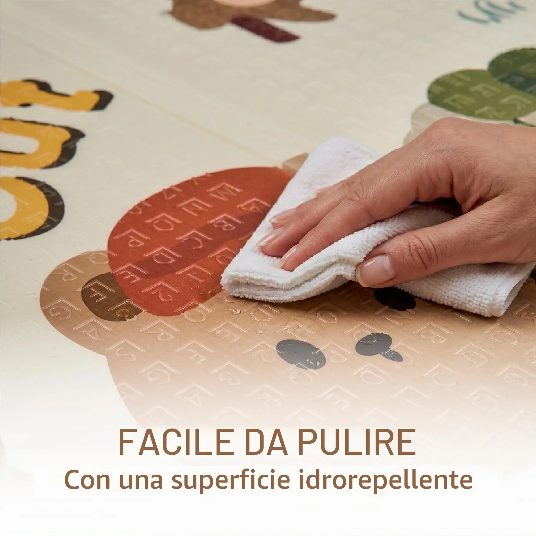 Buddy Baby - Tappetino da gioco per bambini, XXL, 180 x 200 cm, double face, resistente, imbottito, pieghevole, con borsa per il trasporto (Elephant/Numbers) - immagine 4