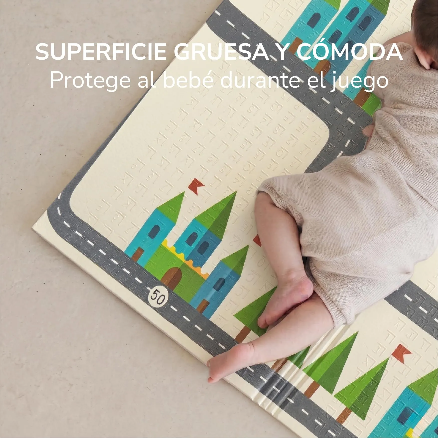 Buddy Baby - Tappetino da gioco per bambini, XXL, 180 x 200 cm, double face, resistente, imbottito, pieghevole, con borsa per il trasporto (Zoo/Machine) - immagine 3