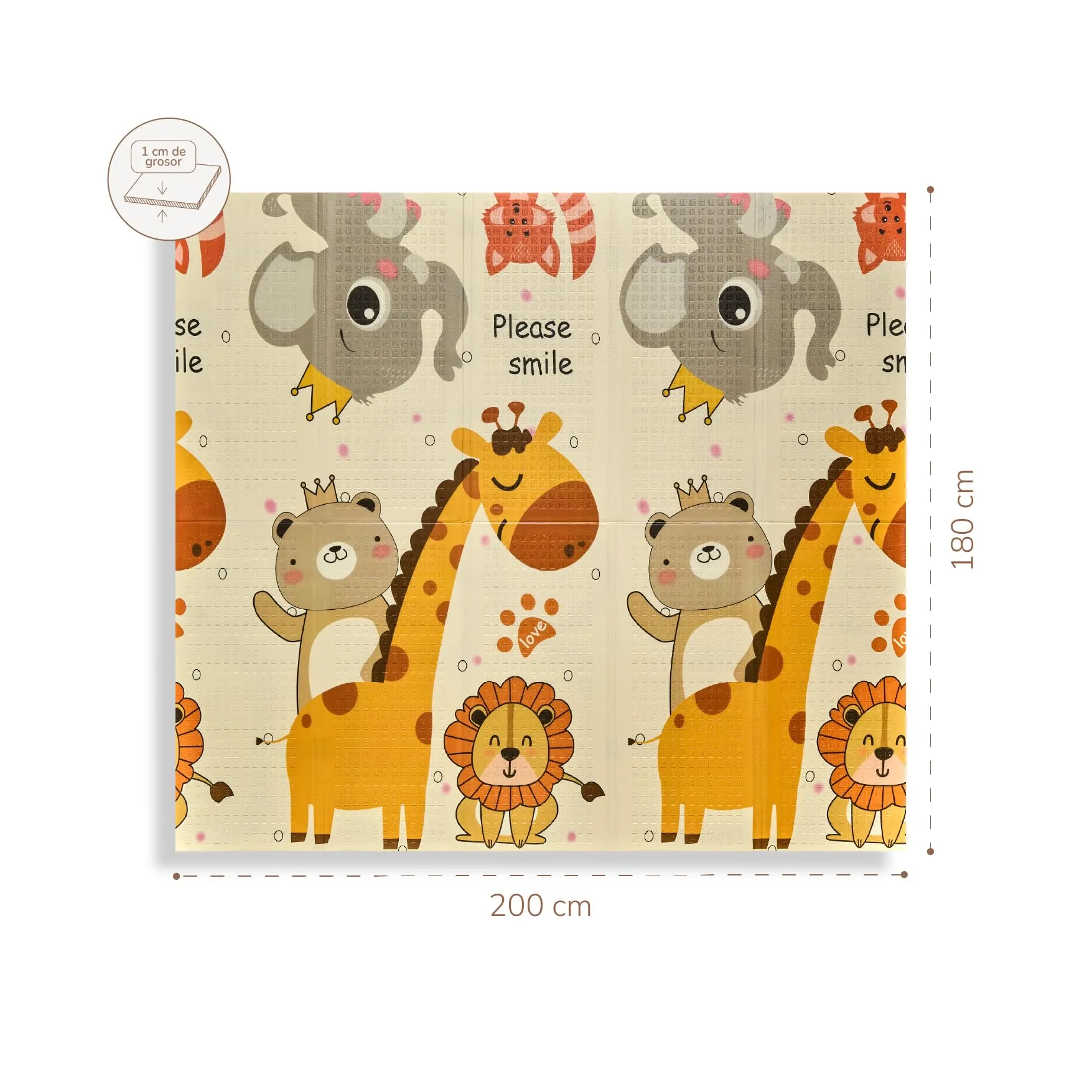 Buddy Baby - Tappetino da gioco per bambini, XXL, 180 x 200 cm, double face, resistente, imbottito, pieghevole, con borsa per il trasporto (Zoo/Machine) - immagine 7