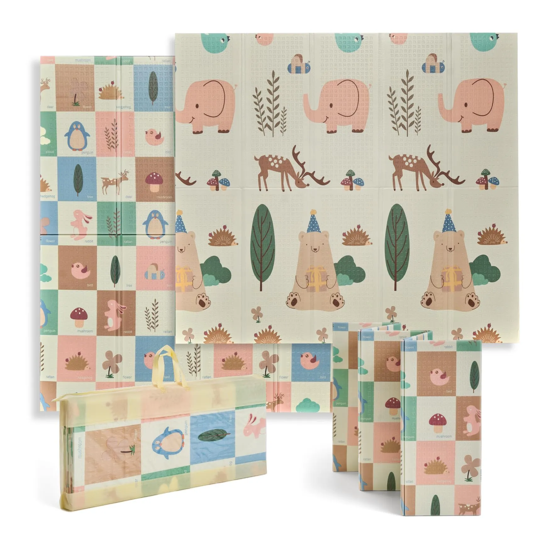 Buddy Baby - Tappetino da gioco per bambini, XXL, 180 x 200 cm, double face, resistente, imbottito, pieghevole, con borsa per il trasporto - immagine 1