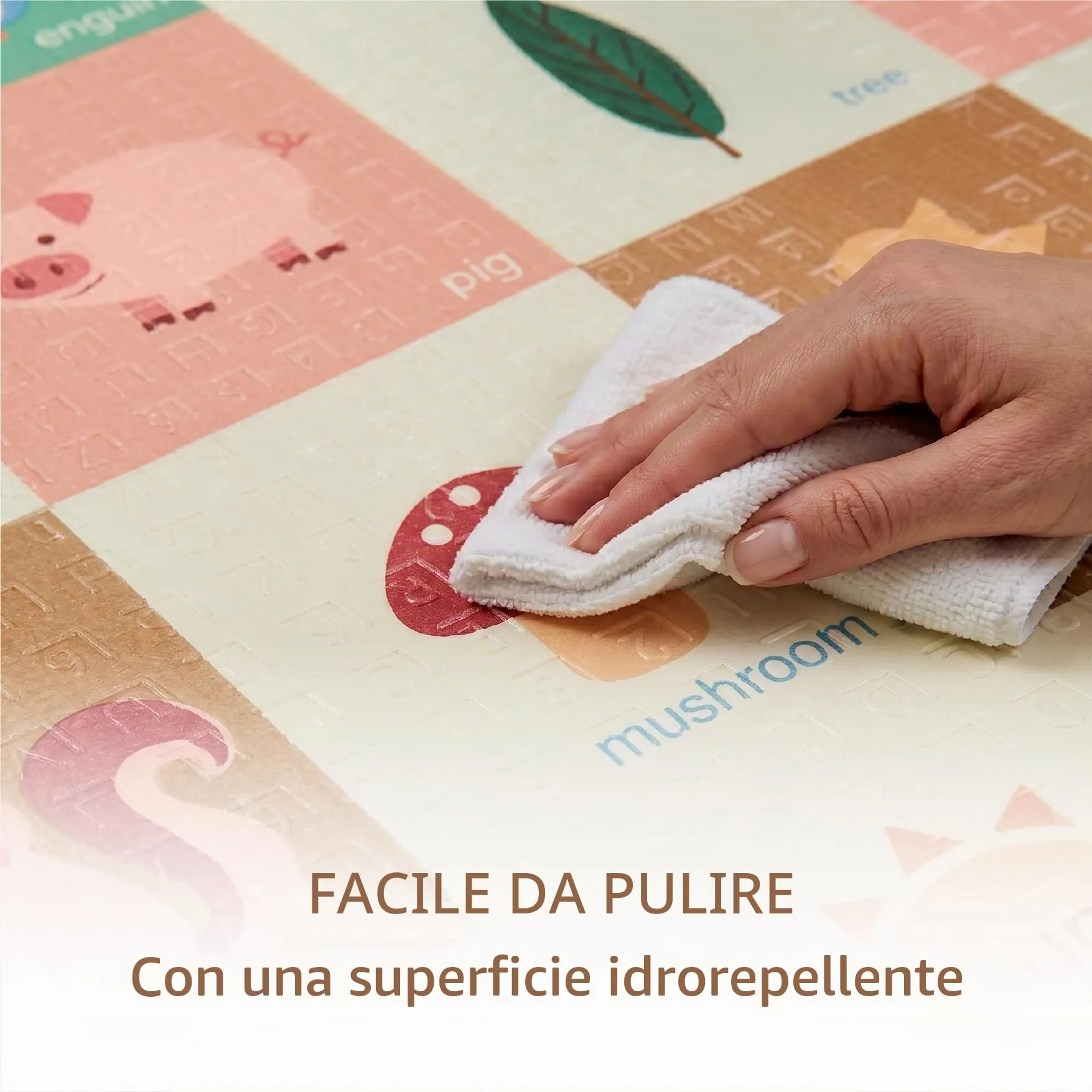 Buddy Baby - Tappetino da gioco per bambini, XXL, 180 x 200 cm, double face, resistente, imbottito, pieghevole, con borsa per il trasporto - immagine 4