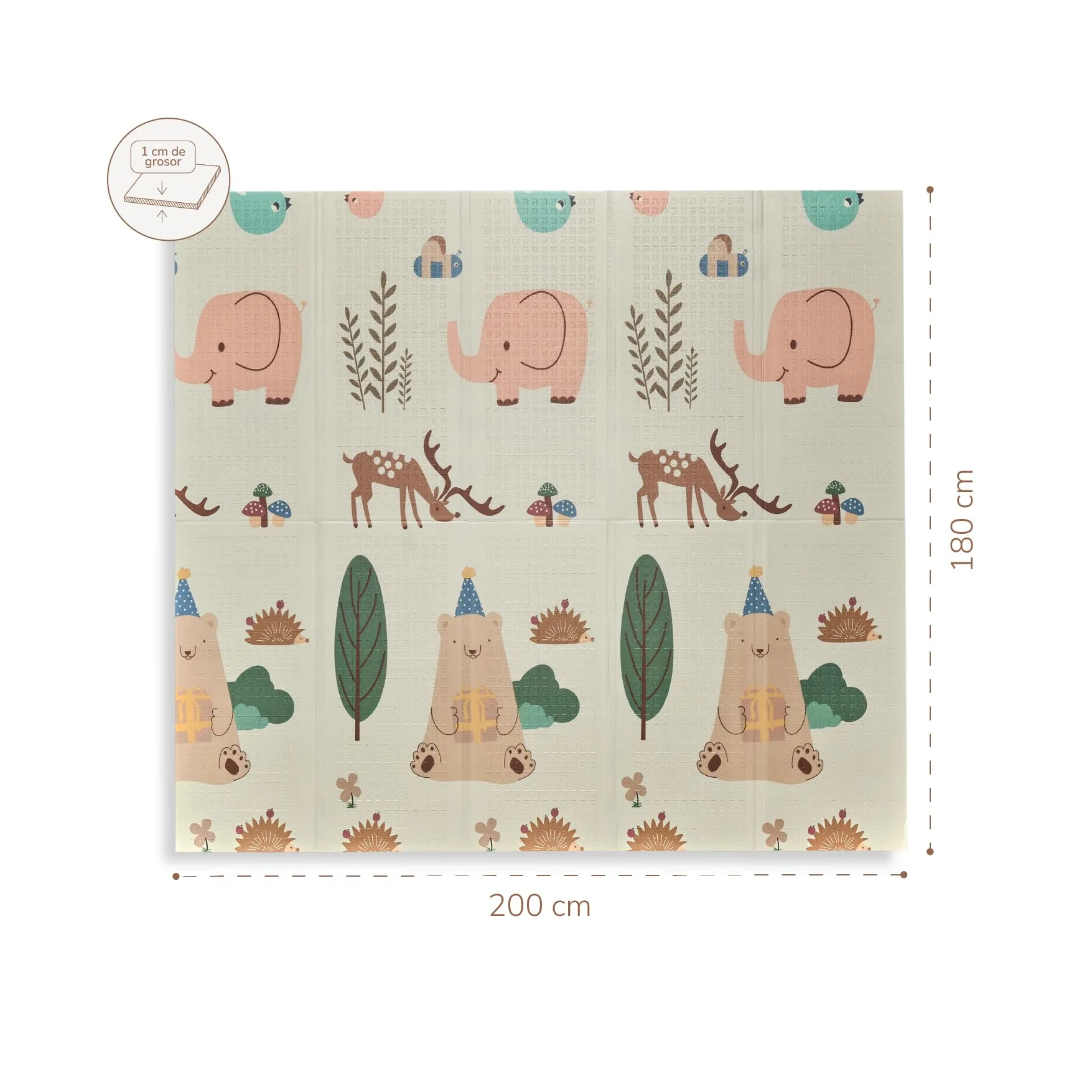 Buddy Baby - Tappetino da gioco per bambini, XXL, 180 x 200 cm, double face, resistente, imbottito, pieghevole, con borsa per il trasporto - immagine 7