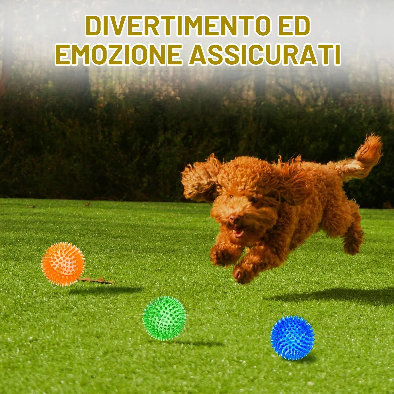 SHARLOVY Palline Squeaky da 7,6 cm per Cani Piccoli, 4 Colori Palline Spiky per Dentizione di Cuccioli, Durevoli Giocattoli da Masticare per Cuccioli per la Dentizione - immagine 8