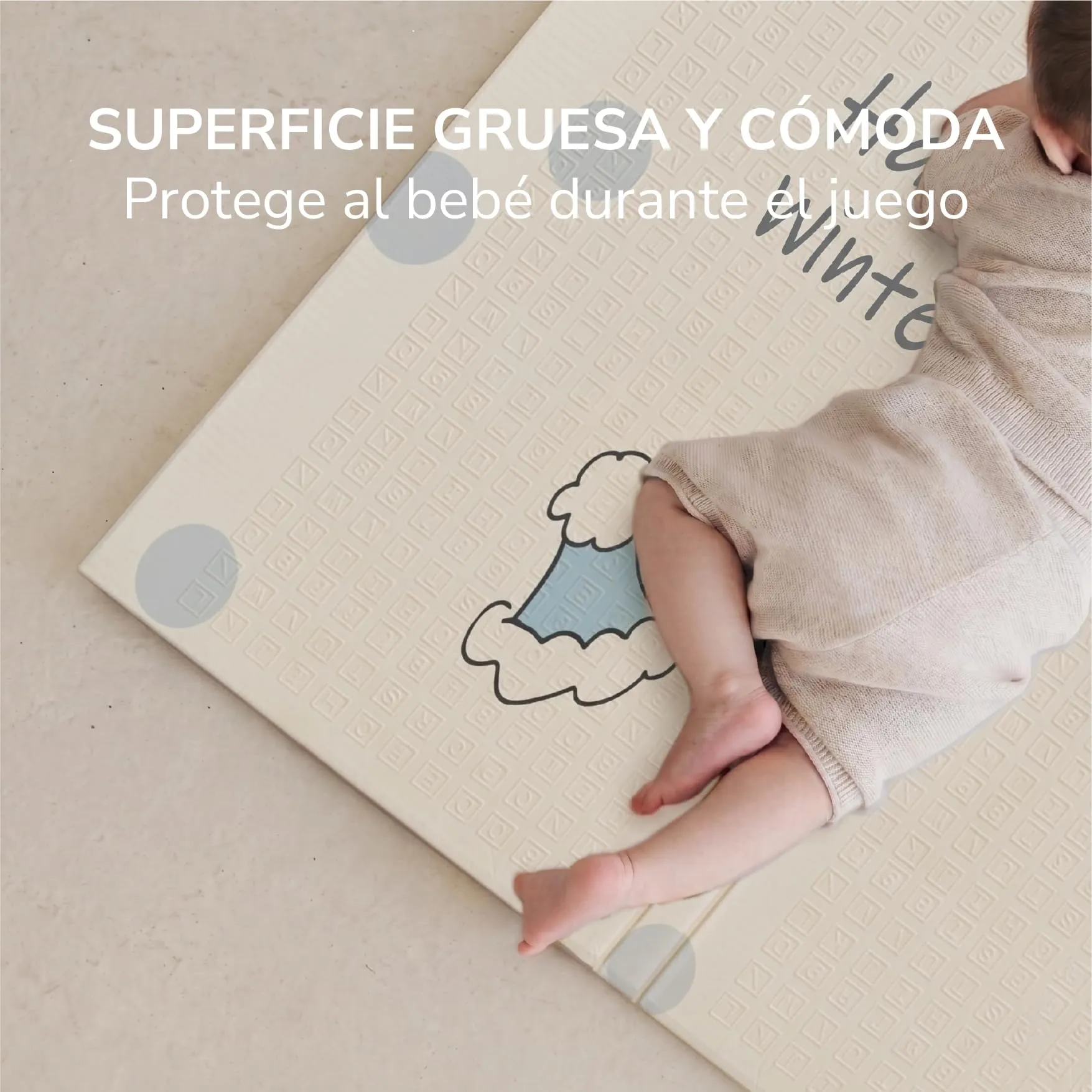Buddy Baby - Tappetino da gioco per bambini, XXL, 180 x 200 cm, double face, resistente, imbottito, pieghevole, con borsa per il trasporto (Treno/Giraffa) - immagine 3