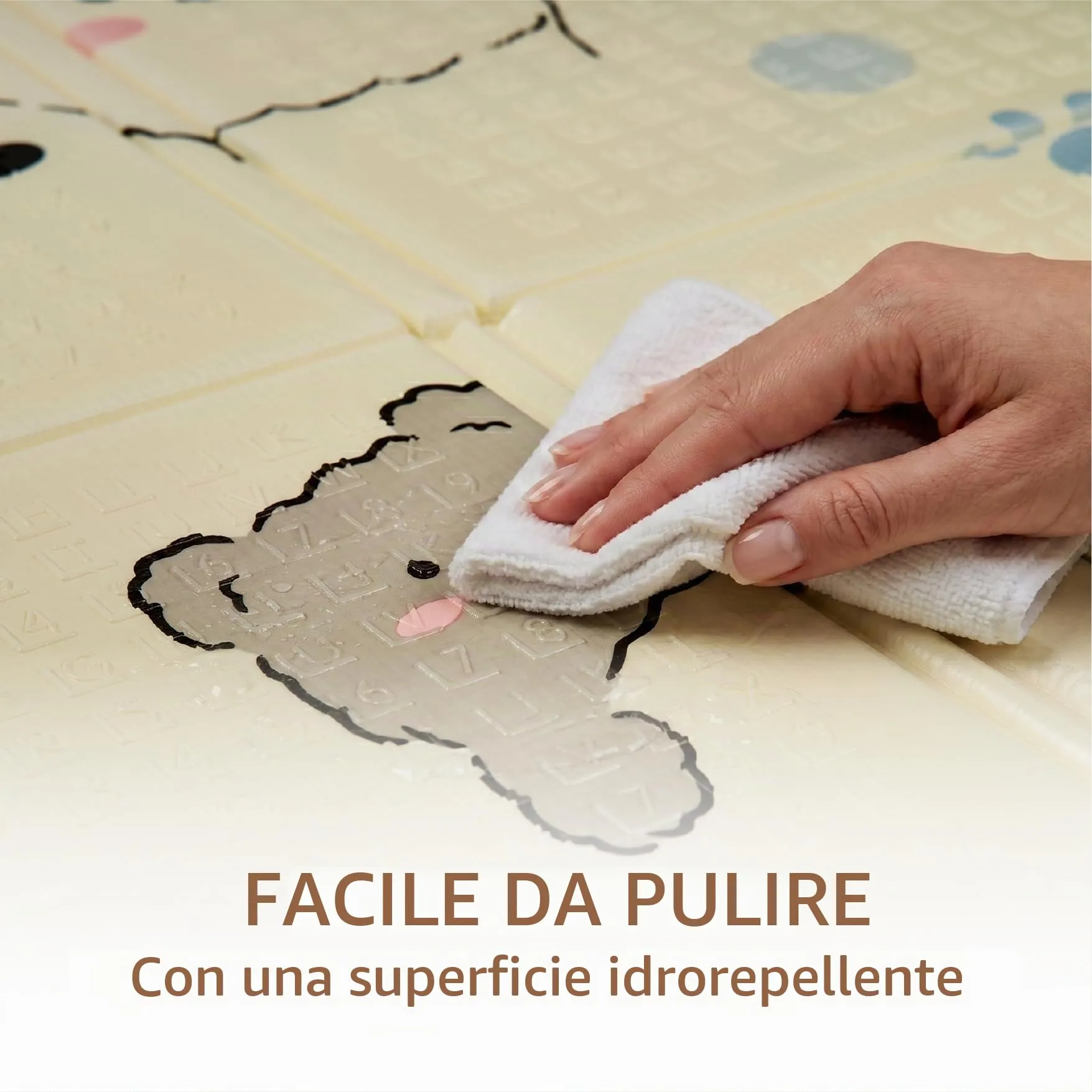Buddy Baby - Tappetino da gioco per bambini, XXL, 180 x 200 cm, double face, resistente, imbottito, pieghevole, con borsa per il trasporto (Treno/Giraffa) - immagine 4
