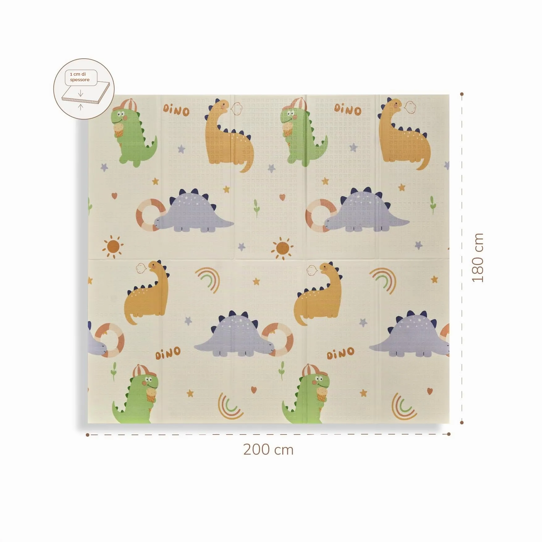 Buddy Baby - Tappetino da gioco per bambini, XXL, 180 x 200 cm, double face, resistente, imbottito, pieghevole, con borsa per il trasporto (Treno/Giraffa) - immagine 7