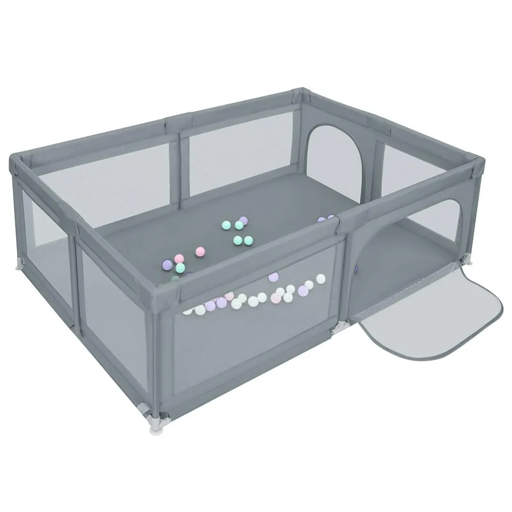 Parco per cuccioli con porta, parco per cuccioli o cani piccoli, recinzione solida in tessuto spesso e rete in nylon ad alta resistenza, lavabile in lavatrice, per interni ed esterni, 205 x 147 x 66 - immagine 3