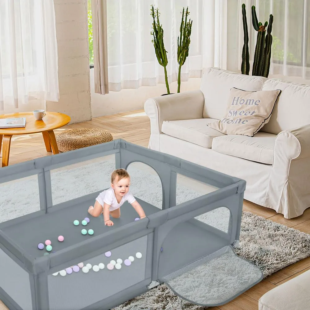 Parco per cuccioli con porta, parco per cuccioli o cani piccoli, recinzione solida in tessuto spesso e rete in nylon ad alta resistenza, lavabile in lavatrice, per interni ed esterni, 205 x 147 x 66 - immagine 6