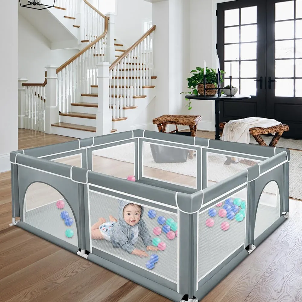 Parco per cuccioli con porta, parco per cuccioli o cani piccoli, recinzione solida in tessuto spesso e rete in nylon ad alta resistenza, lavabile in lavatrice, interno/esterno, 180 x 150 x 66 cm - immagine 3