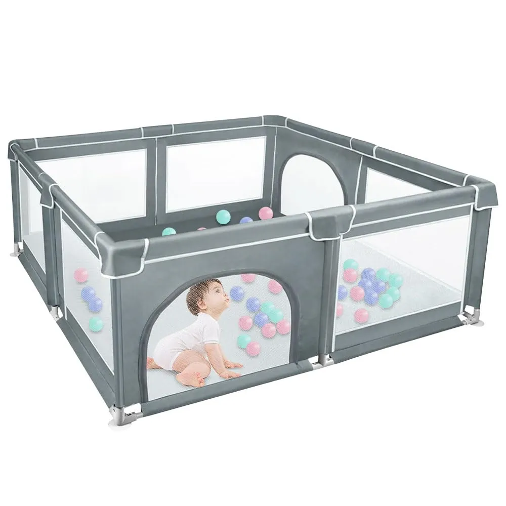 Parco per cuccioli con porta, parco per cuccioli o cani piccoli, recinzione solida in tessuto spesso e rete in nylon ad alta resistenza, lavabile in lavatrice, interno/esterno, 180 x 150 x 66 cm - immagine 5