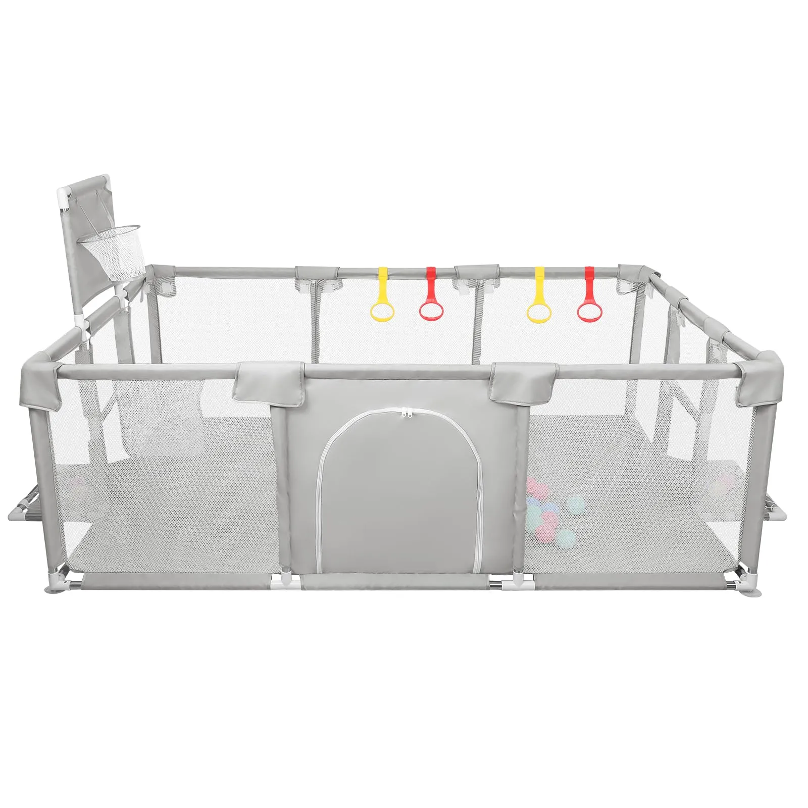 Parco per cuccioli con porta, parco per cuccioli o cani piccoli, recinzione solida in tessuto spesso e rete in nylon ad alta resistenza, lavabile in lavatrice, interno/esterno, 180 x 120 x 66 cm - immagine 2