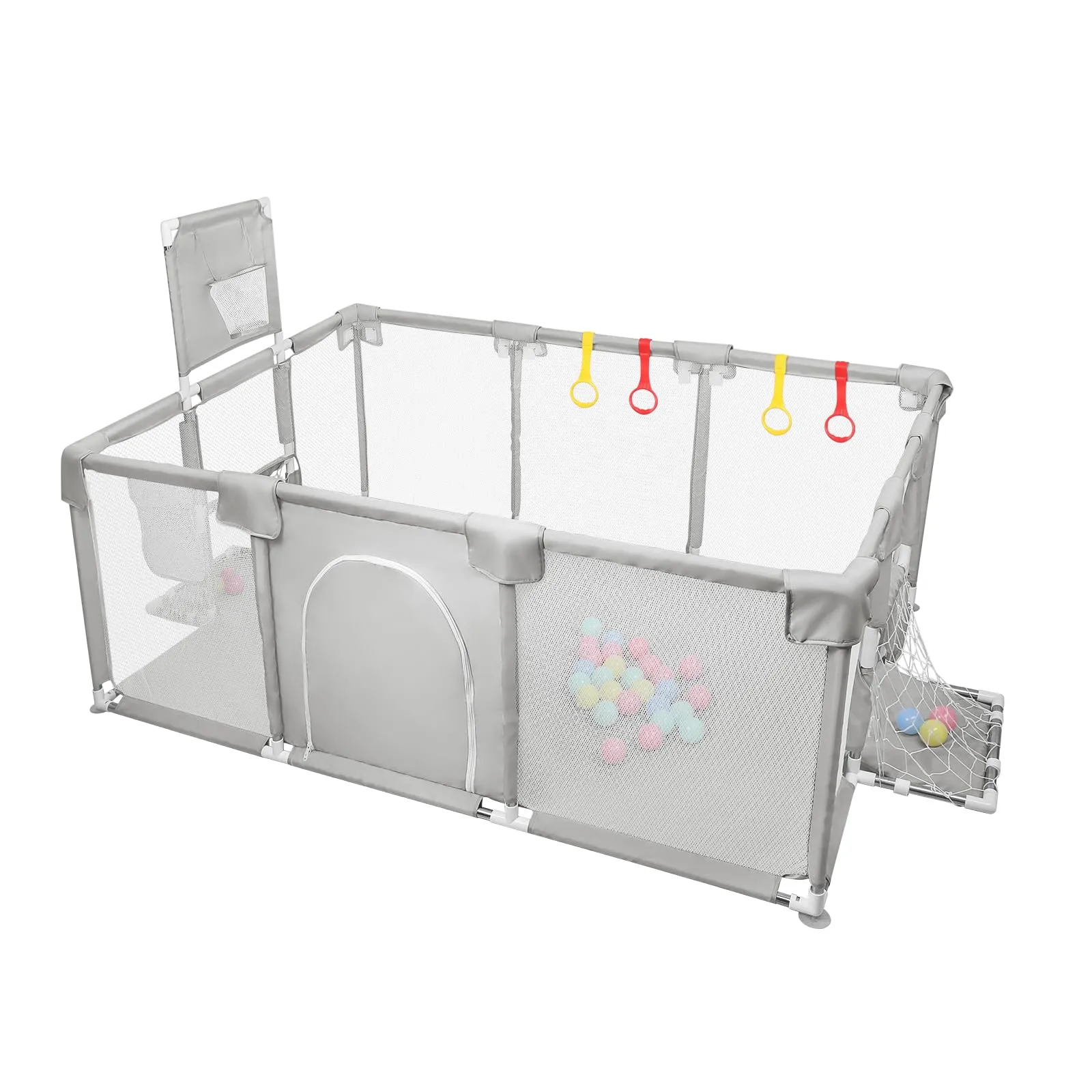 Parco per cuccioli con porta, parco per cuccioli o cani piccoli, recinzione solida in tessuto spesso e rete in nylon ad alta resistenza, lavabile in lavatrice, interno/esterno, 180 x 120 x 66 cm - immagine 4