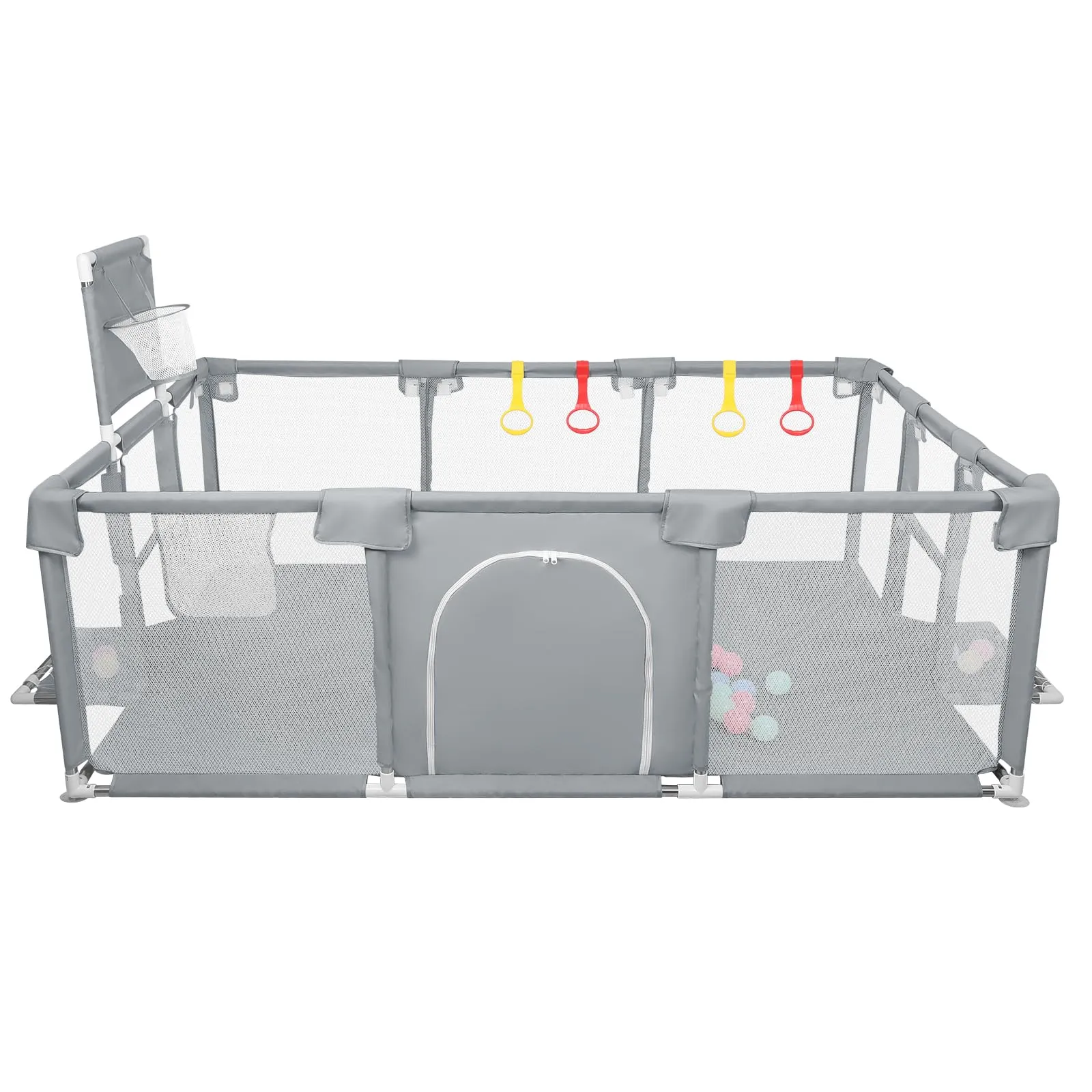 Parco per cuccioli con porta, parco per cuccioli o cani piccoli, recinzione solida in tessuto spesso e rete in nylon ad alta resistenza, lavabile in lavatrice, interno/esterno, 180 x 120 x 66 cm - immagine 6