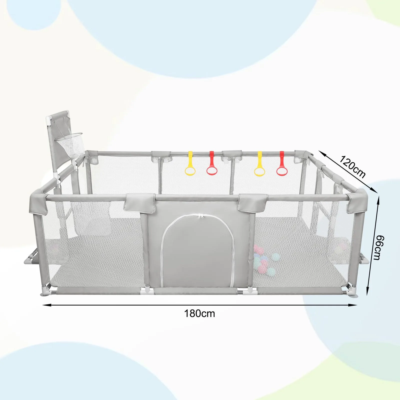 Parco per cuccioli con porta, parco per cuccioli o cani piccoli, recinzione solida in tessuto spesso e rete in nylon ad alta resistenza, lavabile in lavatrice, interno/esterno, 180 x 120 x 66 cm - immagine 7