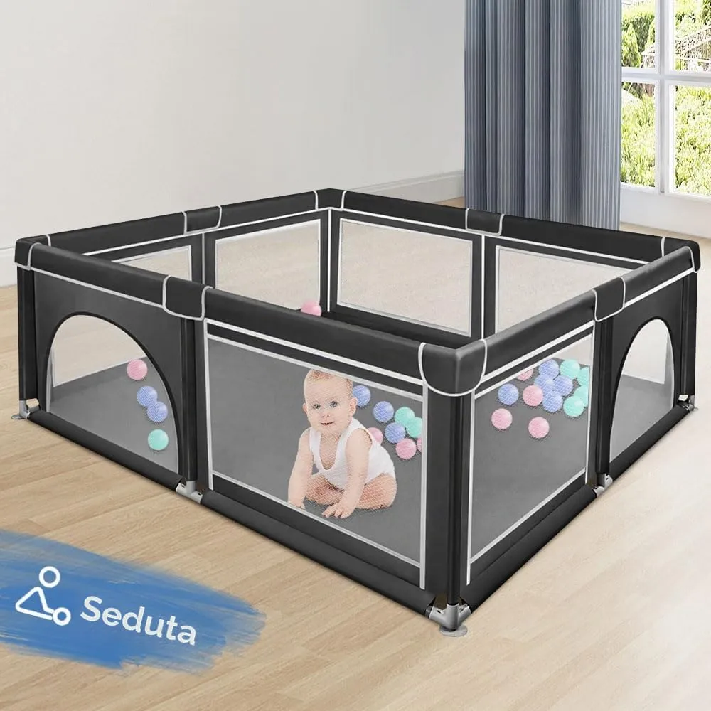 Parco per cuccioli con porta, parco per cuccioli o cani piccoli, recinzione solida in tessuto spesso e rete in nylon ad alta resistenza, lavabile in lavatrice, interno/esterno, 180 x 150 x 66 cm - immagine 2
