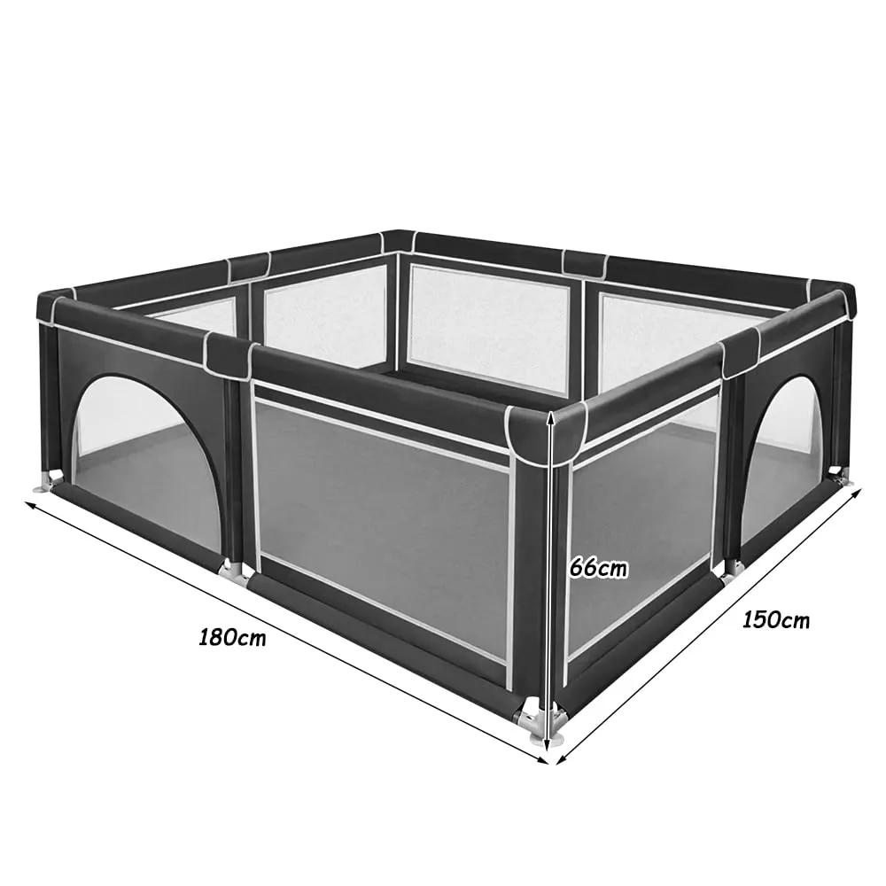 Parco per cuccioli con porta, parco per cuccioli o cani piccoli, recinzione solida in tessuto spesso e rete in nylon ad alta resistenza, lavabile in lavatrice, interno/esterno, 180 x 150 x 66 cm - immagine 3