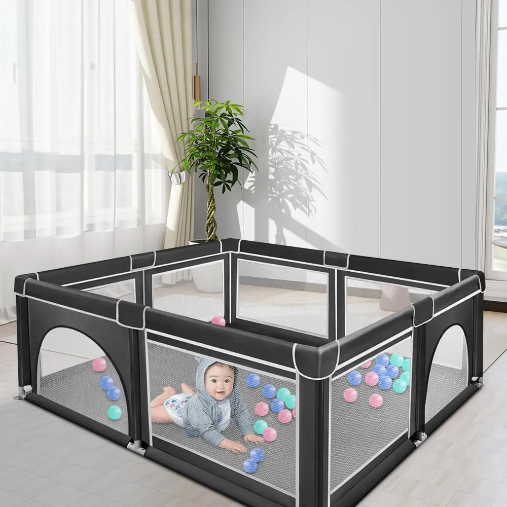 Parco per cuccioli con porta, parco per cuccioli o cani piccoli, recinzione solida in tessuto spesso e rete in nylon ad alta resistenza, lavabile in lavatrice, interno/esterno, 180 x 150 x 66 cm - immagine 4