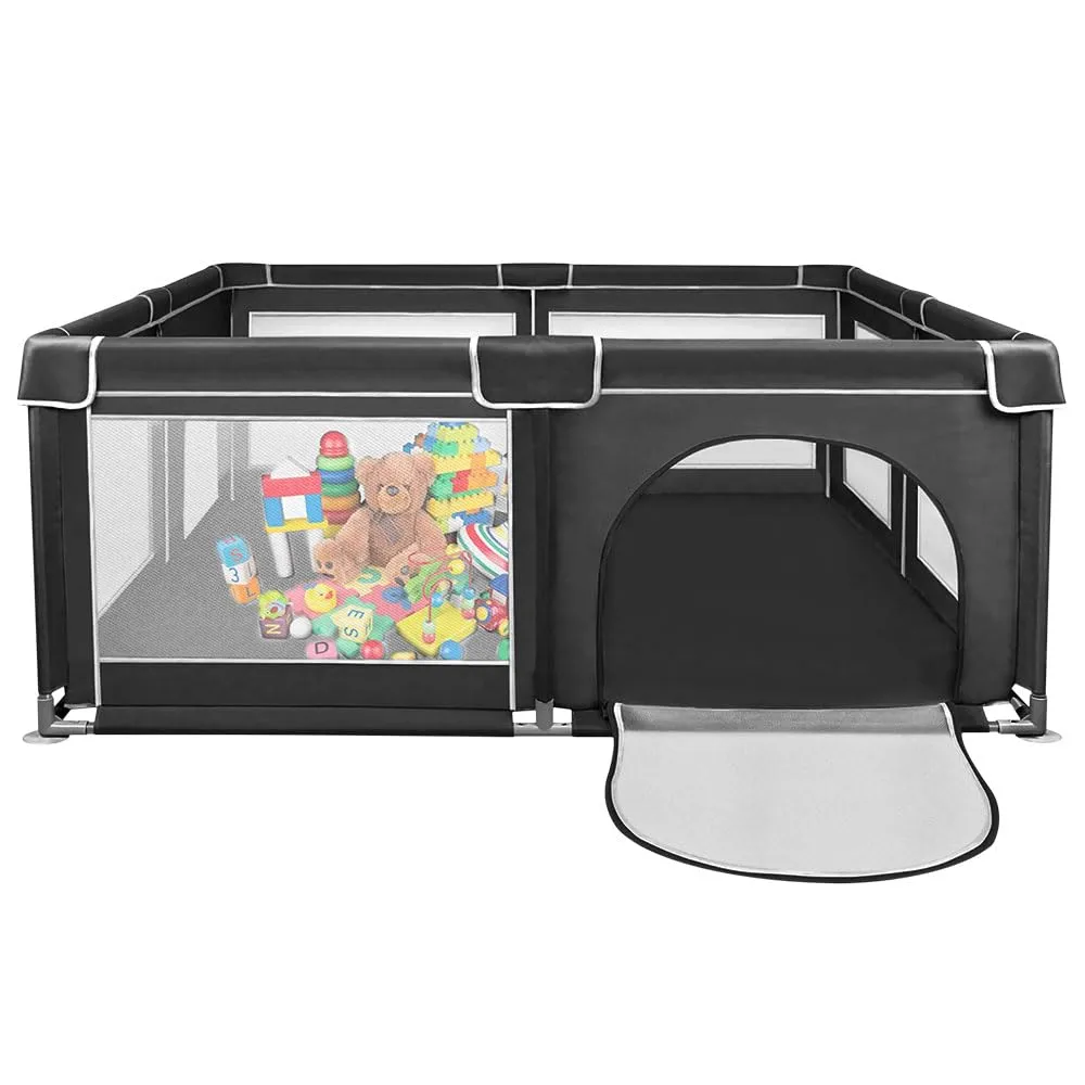 Parco per cuccioli con porta, parco per cuccioli o cani piccoli, recinzione solida in tessuto spesso e rete in nylon ad alta resistenza, lavabile in lavatrice, interno/esterno, 180 x 150 x 66 cm - immagine 5