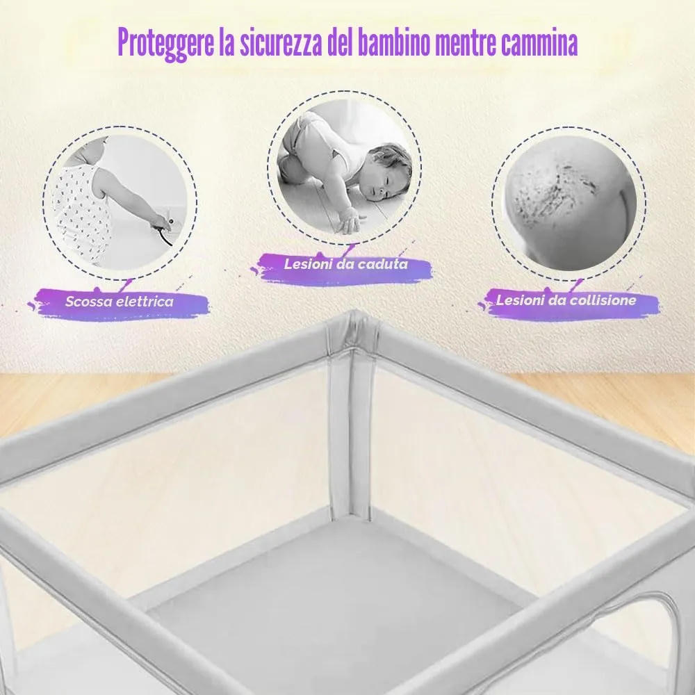 Box per cuccioli con porta, box per cuccioli o cani piccoli, recinzione solida in tessuto spesso e rete in nylon ad alta resistenza, lavabile in lavatrice, interno/esterno, 120 x 120 x 66 cm, grigio - immagine 7