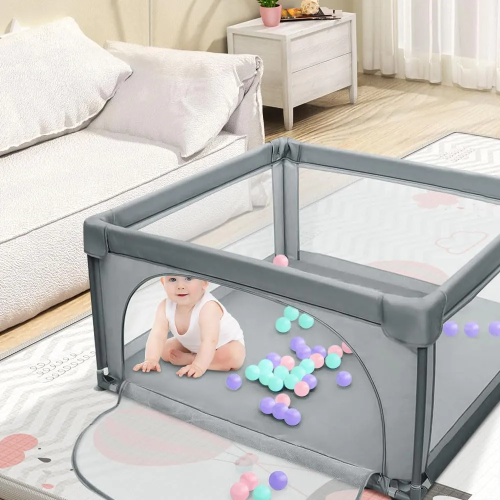 Parco per cuccioli con porta, parco per cuccioli o cani piccoli, recinzione solida in tessuto spesso e rete in nylon ad alta resistenza, lavabile in lavatrice, interno/esterno, 120 x 120 x 66 cm - immagine 5