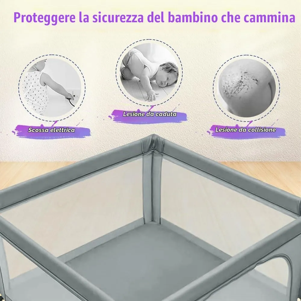 Parco per cuccioli con porta, parco per cuccioli o cani piccoli, recinzione solida in tessuto spesso e rete in nylon ad alta resistenza, lavabile in lavatrice, interno/esterno, 120 x 120 x 66 cm - immagine 7