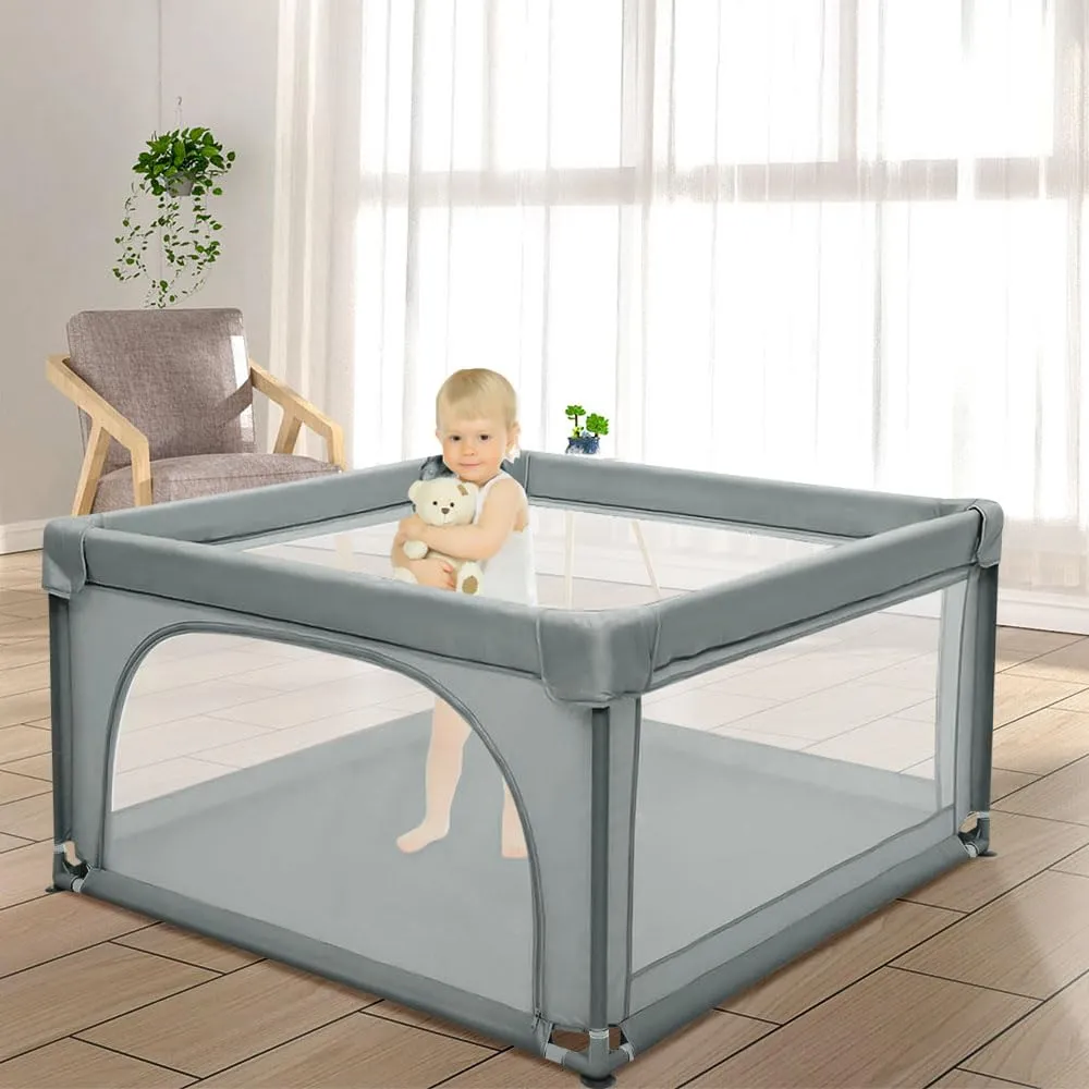 Parco per cuccioli con porta, parco per cuccioli o cani piccoli, recinzione solida in tessuto spesso e rete in nylon ad alta resistenza, lavabile in lavatrice, interno/esterno, 120 x 120 x 66 cm - immagine 8