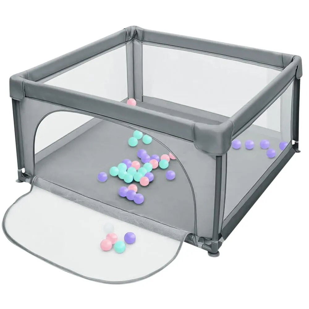 Parco per cuccioli con porta, parco per cuccioli o cani piccoli, recinzione solida in tessuto spesso e rete in nylon ad alta resistenza, lavabile in lavatrice, interno/esterno, 120 x 120 x 66 cm - immagine 9
