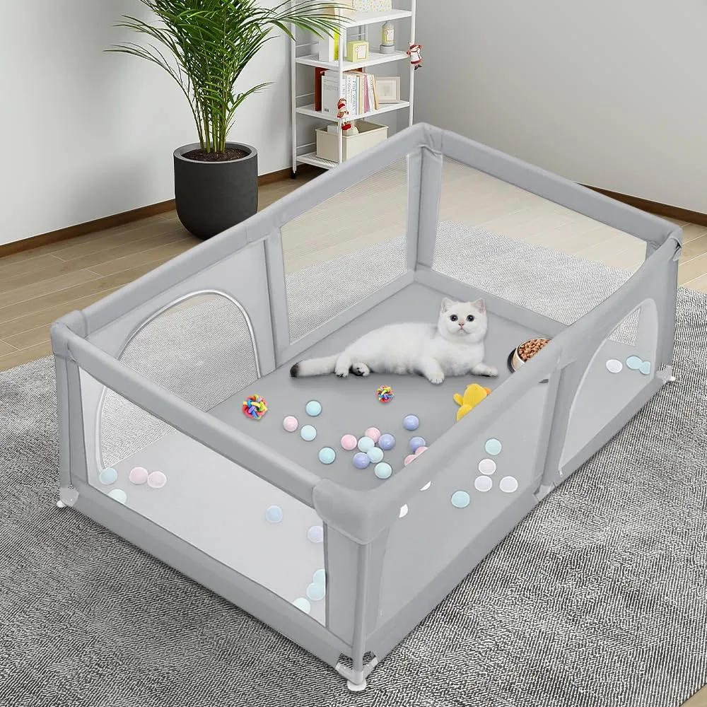 Recinto per cuccioli con porta, recinto per cuccioli o cani piccoli, recinzione solida in tessuto spesso e rete in nylon ad alta resistenza, lavabile in lavatrice, interno/esterno, 180 x 120 x 66 cm - immagine 1