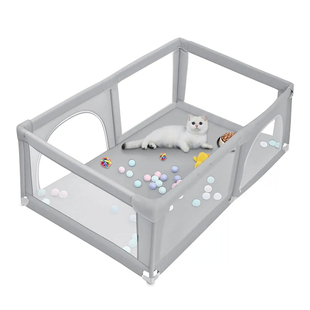 Recinto per cuccioli con porta, recinto per cuccioli o cani piccoli, recinzione solida in tessuto spesso e rete in nylon ad alta resistenza, lavabile in lavatrice, interno/esterno, 180 x 120 x 66 cm - immagine 6