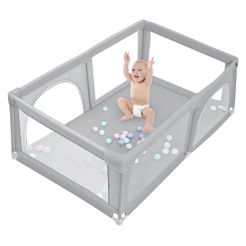 Recinto per cuccioli con porta, recinto per cuccioli o cani piccoli, recinzione solida in tessuto spesso e rete in nylon ad alta resistenza, lavabile in lavatrice, interno/esterno, 180 x 120 x 66 cm - immagine 7