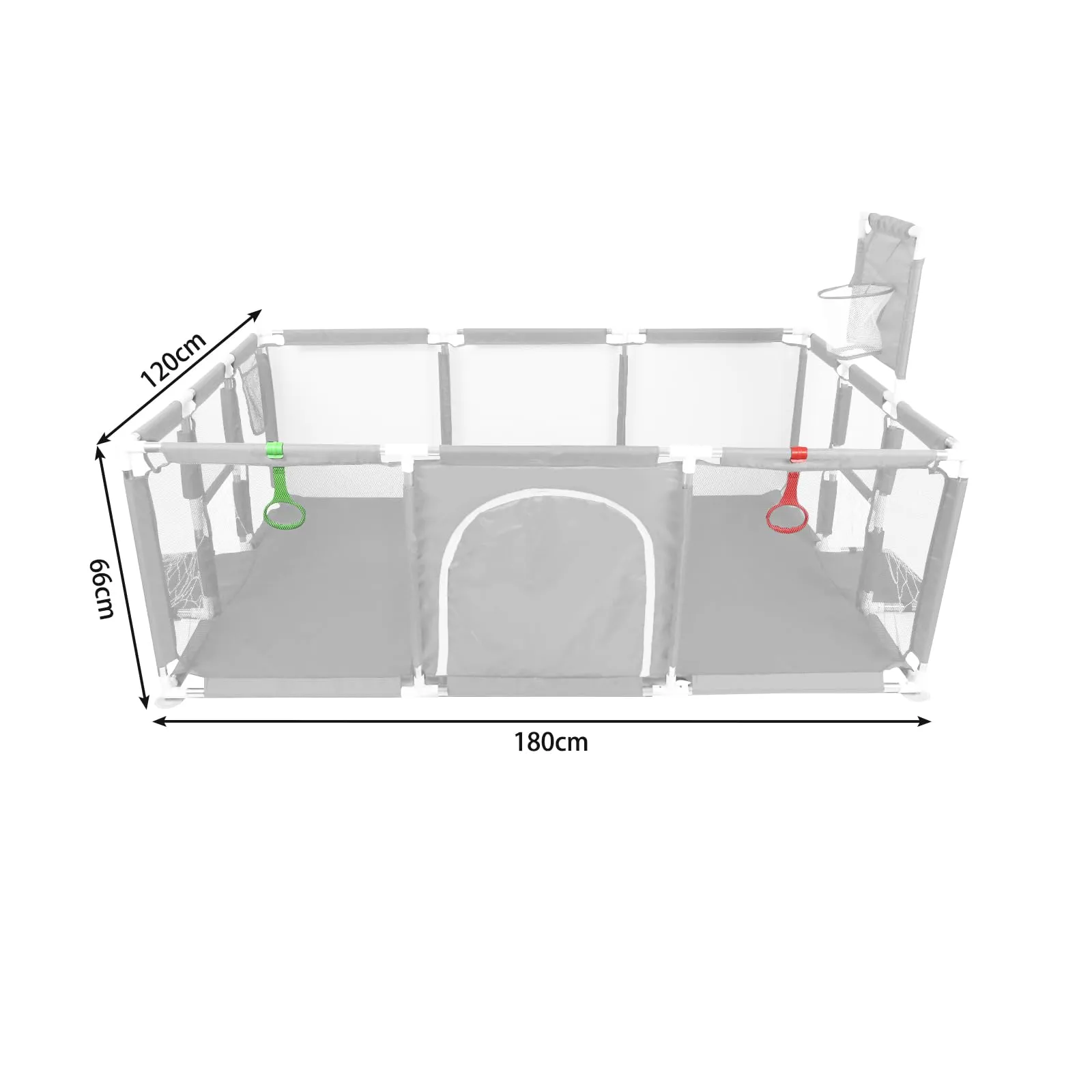 Parco per cuccioli con porta, parco per cuccioli o cani piccoli, recinzione solida in tessuto spesso e rete in nylon ad alta resistenza, lavabile in lavatrice, interno/esterno, 180 x 120 x 66 cm - immagine 2