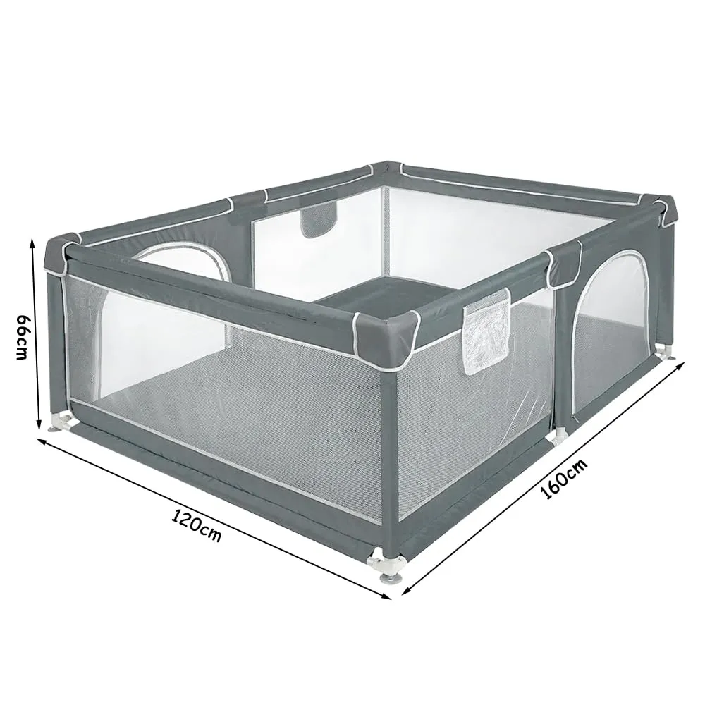 Parco per cuccioli con porta, parco per cuccioli o cani piccoli, recinzione solida in tessuto spesso e rete in nylon ad alta resistenza, lavabile in lavatrice, interno/esterno, 120 x 160 x 66 cm - immagine 2