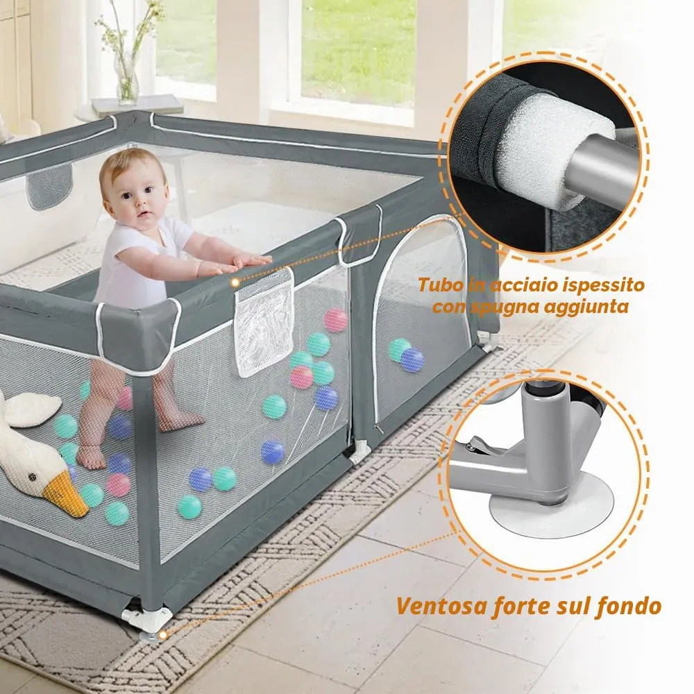 Parco per cuccioli con porta, parco per cuccioli o cani piccoli, recinzione solida in tessuto spesso e rete in nylon ad alta resistenza, lavabile in lavatrice, interno/esterno, 120 x 160 x 66 cm - immagine 4