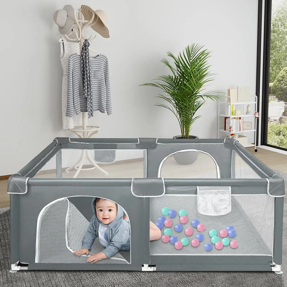Parco per cuccioli con porta, parco per cuccioli o cani piccoli, recinzione solida in tessuto spesso e rete in nylon ad alta resistenza, lavabile in lavatrice, interno/esterno, 120 x 160 x 66 cm - immagine 7
