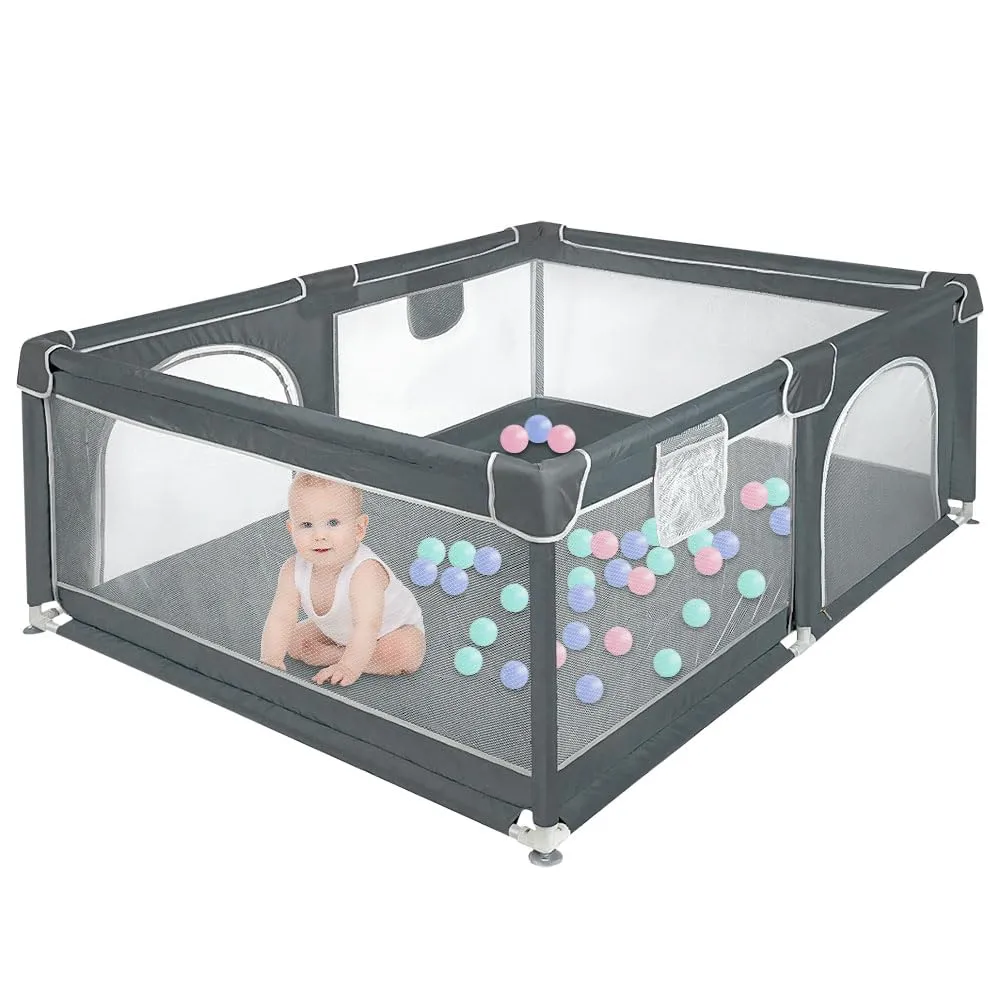 Parco per cuccioli con porta, parco per cuccioli o cani piccoli, recinzione solida in tessuto spesso e rete in nylon ad alta resistenza, lavabile in lavatrice, interno/esterno, 120 x 160 x 66 cm - immagine 8