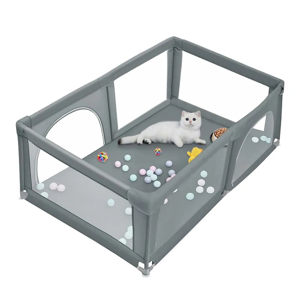 Parco per cuccioli con porta, parco per cuccioli o cani piccoli, recinzione solida in tessuto spesso e rete in nylon ad alta resistenza, lavabile in lavatrice, interno/esterno, 180 x 120 x 66 cm - immagine 2