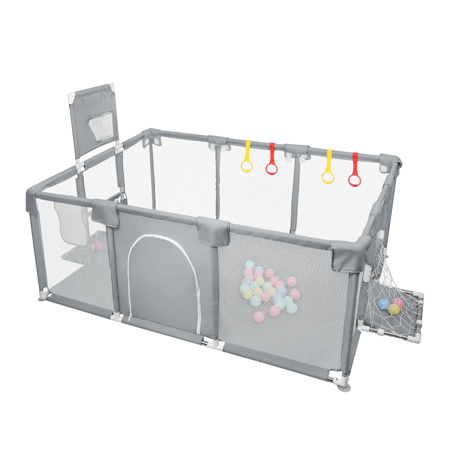 Parco per cuccioli con porta, parco per cuccioli o cani piccoli, recinzione solida in tessuto spesso e rete in nylon ad alta resistenza, lavabile in lavatrice, interno/esterno, 180 x 120 x 66 cm - immagine 7