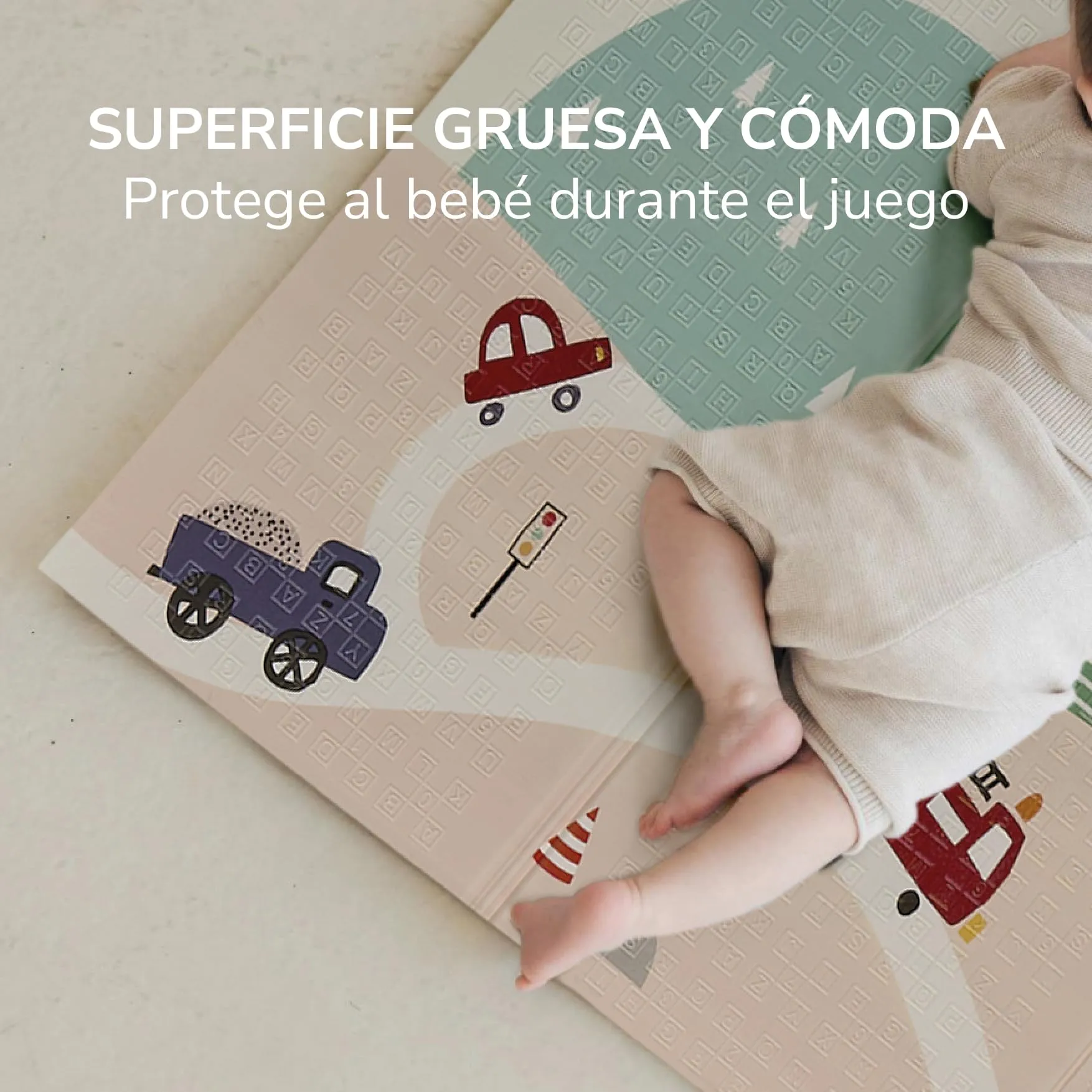 Buddy Baby - Tappetino da gioco per bambini, XXL, 180 x 200 cm, double face, resistente, imbottito, pieghevole, con borsa per il trasporto (Palloncini/Orso) - immagine 4