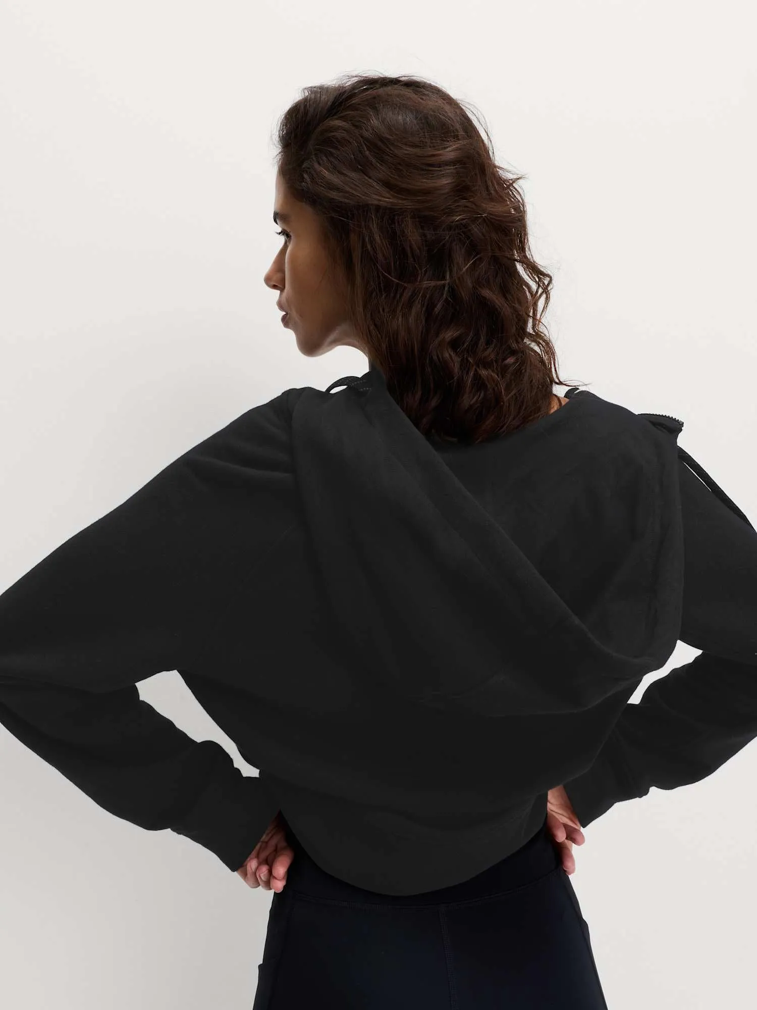 Marks & Spencer Felpa Relaxed con Cappuccio e Zip in Misto Cotone da Donna Nero - immagine 3