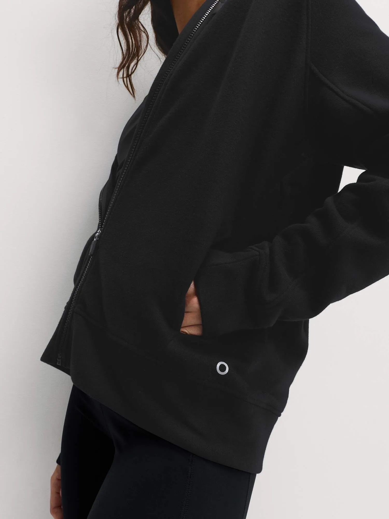Marks & Spencer Felpa Relaxed con Cappuccio e Zip in Misto Cotone da Donna Nero - immagine 5