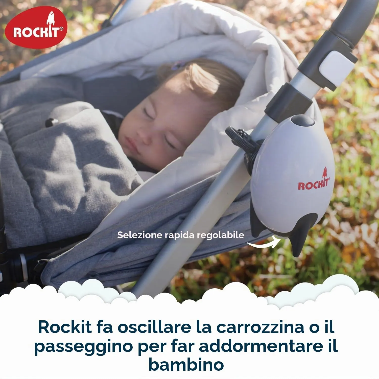 Rockit Bilanciere ricaricabile con due staffe, supporto per il sonno del bambino, dondola delicatamente qualsiasi passeggino o passeggino, velocità regolabile con timer di 60 minuti – si adatta a - immagine 2