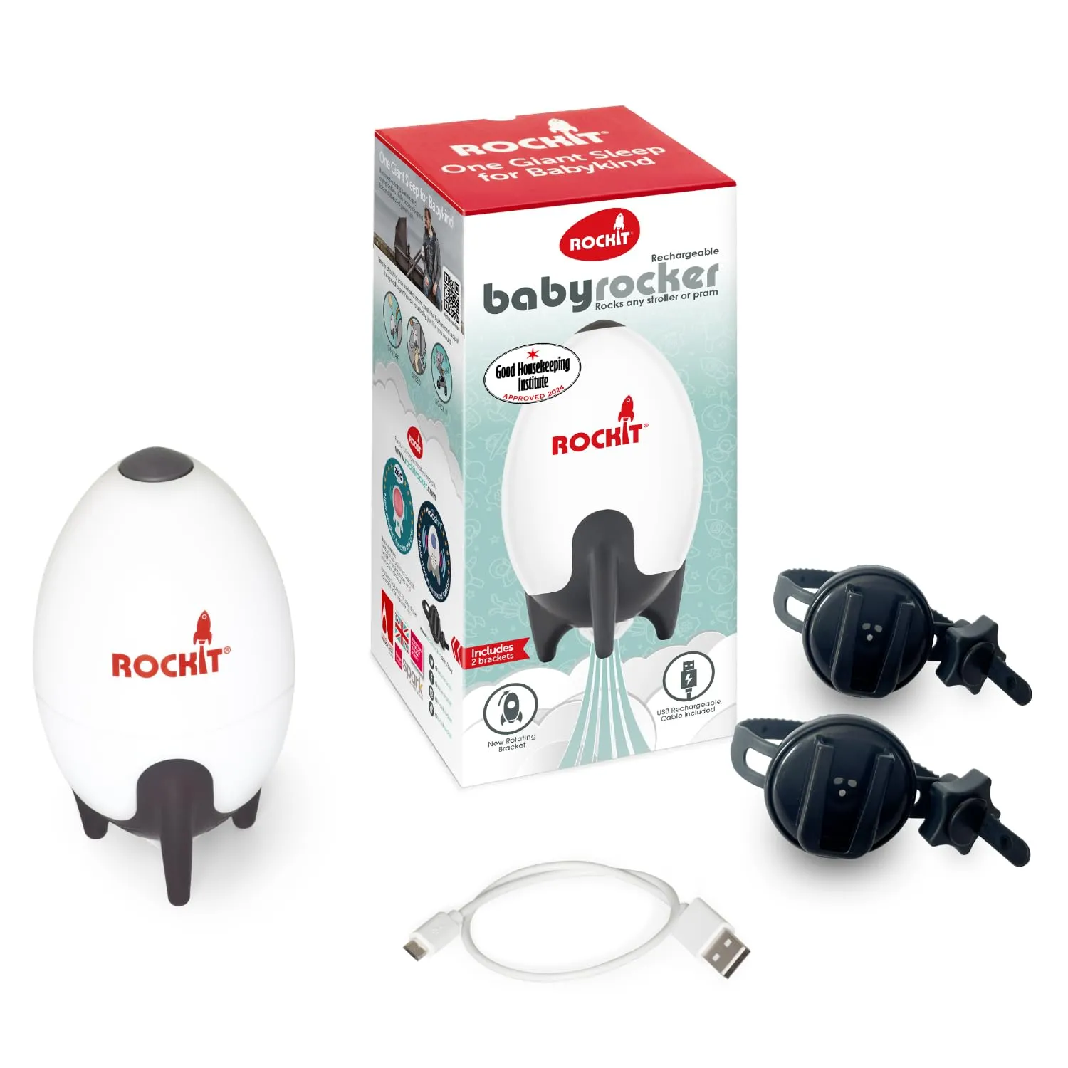 Rockit Bilanciere ricaricabile con due staffe, supporto per il sonno del bambino, dondola delicatamente qualsiasi passeggino o passeggino, velocità regolabile con timer di 60 minuti – si adatta a - immagine 5